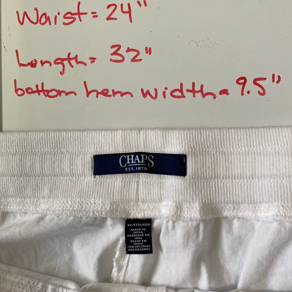 Chaps Women's White Cotton Drawstring Waist Capri Pants. Sz 3X - Picture 15 of 15